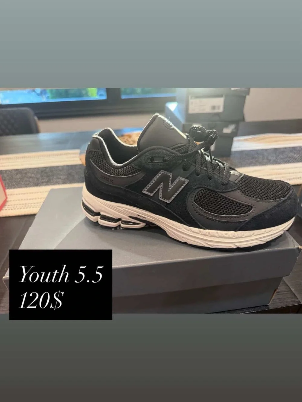 New Balance Kids Black Mesh & Suede Sneaker - Youth 5.5